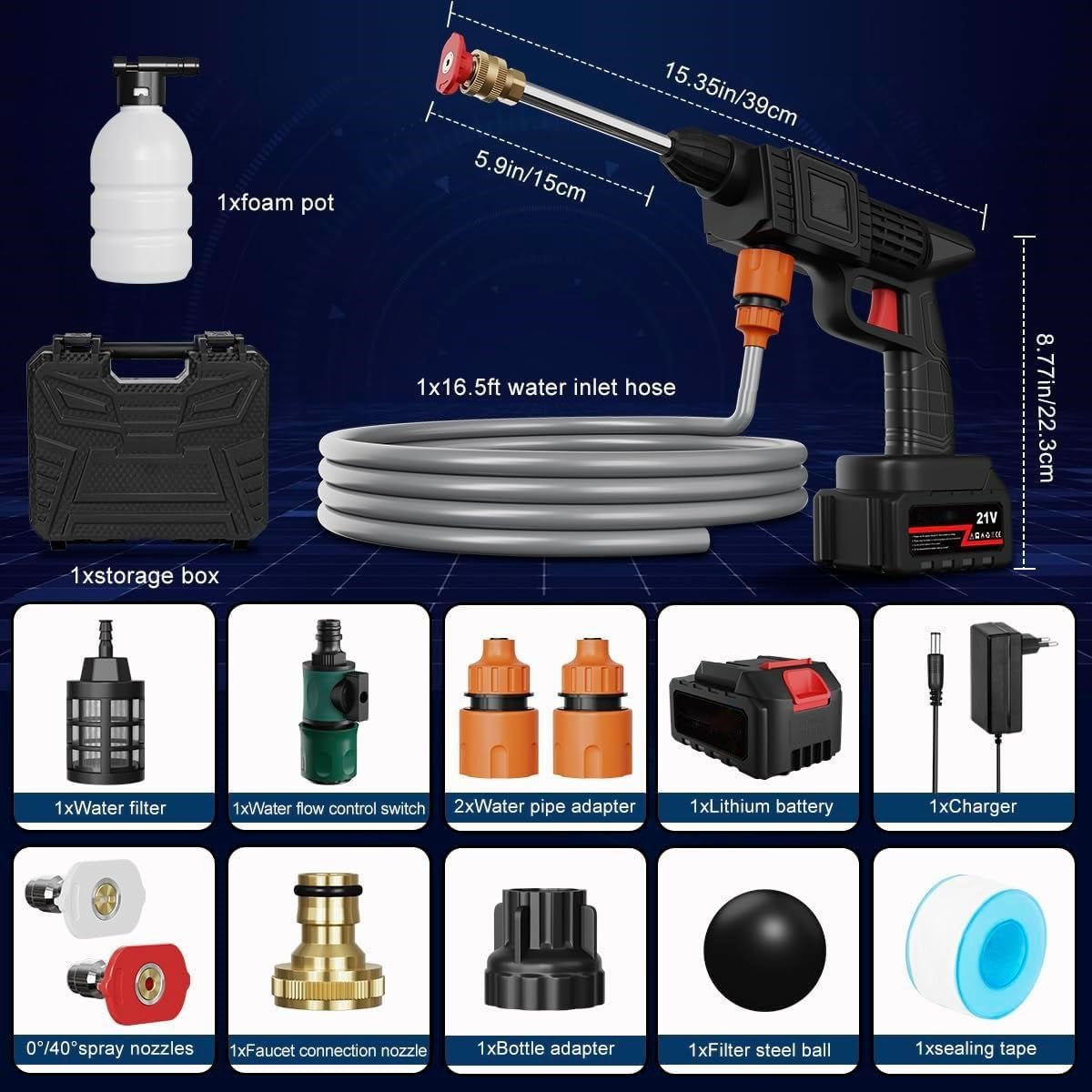 AROS High-Pressure Washer – Portable Car & Home Cleaning Gun